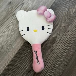creme sanrio hello kitty plush hand held mirror